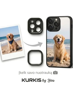 Custom phone case with black frame made from uploaded photo