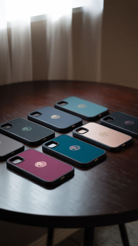Corporate gift phone cases with a small logo